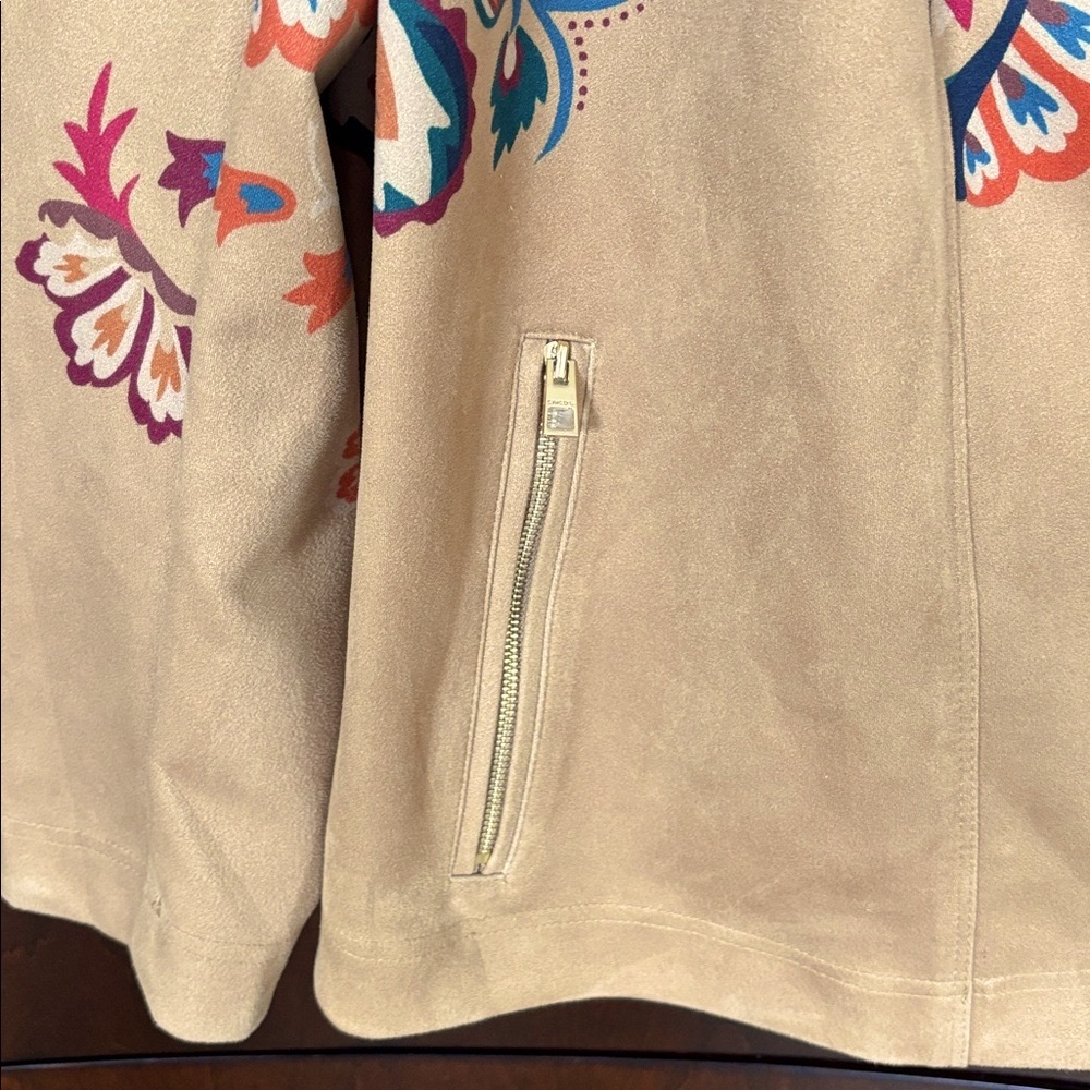 Chico’s Artisanal Faux Suede Printed Jacket SZ XXL Boho Western Desert Festival - Picture 6 of 11